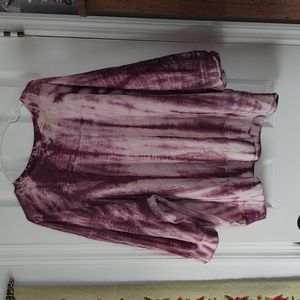 Tie-Dye Burgundy Terra & Sky Casual Shirt 2X
